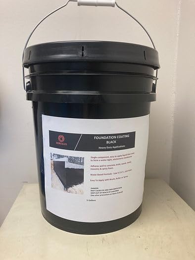 Foundation Coating – 5 Gallon Pail - Basement Wall Sealant & Waterproofing - Liquid Rubber Foundation Sealer for Concrete, Brick, Masonry, Metal & Wood - Heavy-Duty Foundation Leak Repair