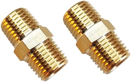 2PCS Hex Brass Nipple 1/4" NPT Male X 1/4" NPT Male Pipe Fitting 1/4 inch Brass Pipe Nipples Male Pipes Adapter Fittings Heavy Equal Nipples Connectors
