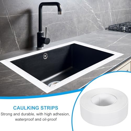 PATIKIL Caulk Tape 0.9" x 10.5 Ft, Self Adhesive Sealing Tape Waterproof Toilet Tub Caulk Sealant Strip Sealing Trim for Kitchen Bathroom Toilet Bathtub Sink Countertop, White