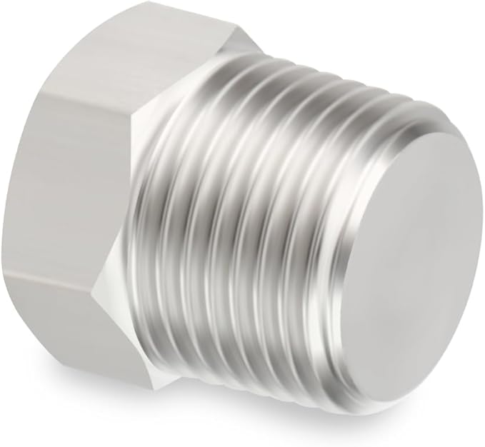 5PCS Stainless Steel Outer Hex Thread Socket Pipe Plug Fitting, 3/8" NPT Male, for Blocking or Sealing Holes in Pipes or Devices