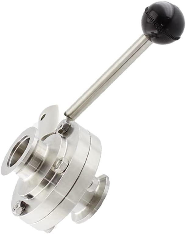 SHERICH KF16 Vacuum Butterfly Valve, Stainless Steel 304 Three-clamp Butterfly Valve with Handle and Silicone (KF16)