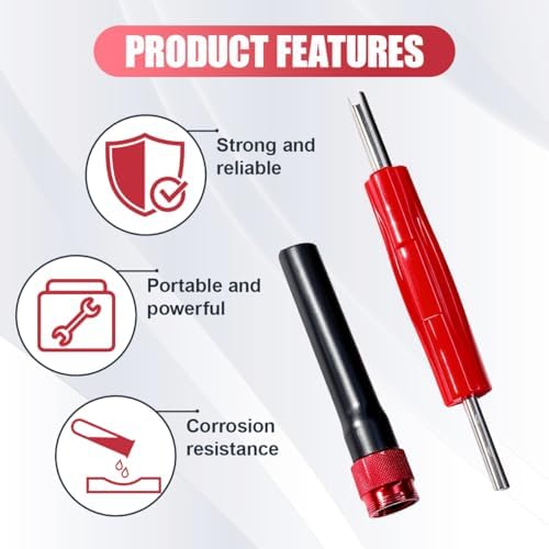 Craedli EVAP Service Port Adapter Kit with Valve Removal Tool, Automotive EVAP Smoke Machine Leak Tester Connector Set for Vehicle System Diagnostics (Red)