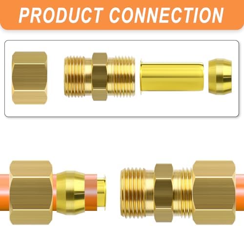 GASHER 100PCS Brass Compression Fitting, Brass Compression Insert Tube Support 5/16" Tube OD