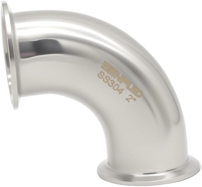 Sanitary Elbow 90 Degree 51mm Pipe OD SS304 Tri Clamp 2" Inch with 2 Silicone Gaskets