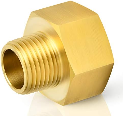TAISHER 5PCS Brass Pipe Fitting, Reducer Adapter, 1/8-Inch Male Pipe x 3/8-Inch Female Pipe