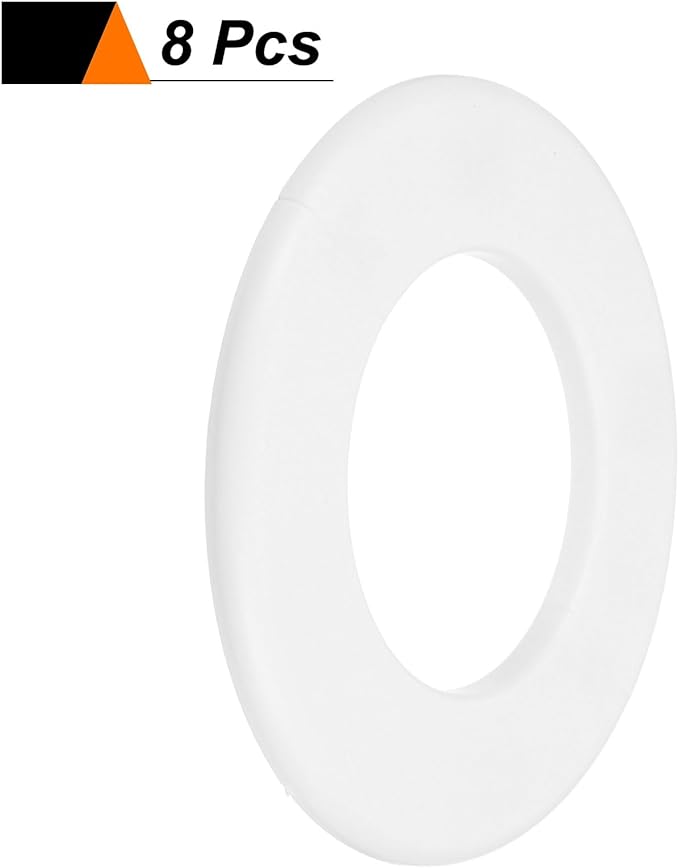 HARFINGTON 8pcs Wall Split Flange 78mm/3.1" Self-Adhesive Plumbing Cover Plates ABS Plastic Round Escutcheon Plate Buckle Design for Water Pipe Bathroom Kitchen Decoration, White