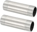 PATIKIL 304 Stainless Steel Pipe Fitting, 2 Pack 1" BSP Male x 1" BSP Male Threaded 4" Length Nipple Cast Pipe for Extending Piping, Silver