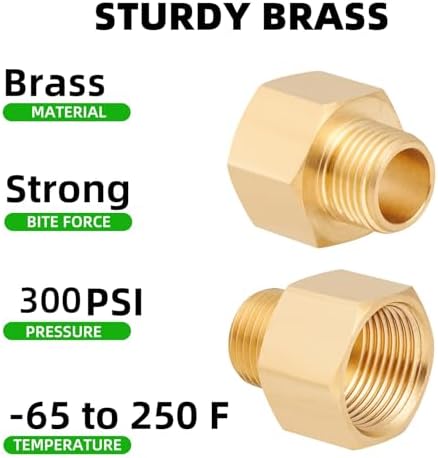 Brass Pipe Fitting,1/2 Inch NPT Male to 3/4 Inch NPT Female Brass Pipe Hose Tube Fitting 1/2'' Male NPT to 3/4'' Female NPT Reducer Adapter 5pcs (1/2 npt male x 3/4 npt female)