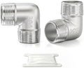 TAISHER 2PCS 304 Stainless Steel 90 Degree elbow,1-1/4" NPT Male × 1-1/4" NPT Male Thread Pipe Fitting