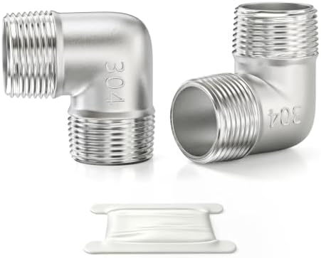 TAISHER 2PCS 304 Stainless Steel 90 Degree elbow,1-1/4" NPT Male × 1-1/4" NPT Male Thread Pipe Fitting