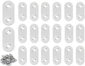 50PACK 1.4INCH X 0.6INCH Stainless Steel Straight Flat Bracket Repair Plate Brace,Mending Joining Plates for Wood, Board, Bed Frame, Furniture & Shelves,with Screws