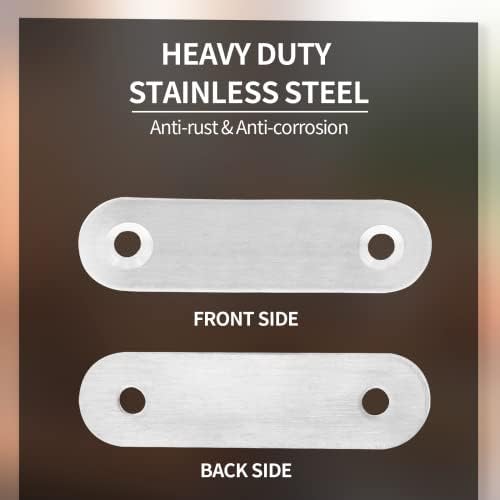Jiozermi 24 Pcs Straight Brace, 2.4" x 0.6", Stainless Steel Silver