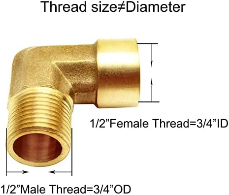 Joywayus 3 Pack Brass 1/2" NPT Male to Female Elbow Pipe Fittings