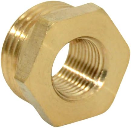 2pcs 1/8" NPT Male To 3/8" NPT Female Brass Reducer Thread Hex Bushing Brass Threaded Pipe Fitting,Hex Reducing Convert Adapter Pipe Fitting (1/8"*3/8")