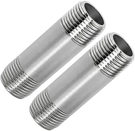 304 Stainless Steel Nipple Pipe Fitting 1/2" NPT X 1/2" NPT Male Thread Cast Pipe Fittings 2" 50mm Length (pack of 2)
