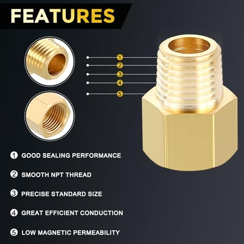METALLIXITY 1PCS 1/4" FNPT x 1/4" MNPT Thread Brass Hex Extension Adapters