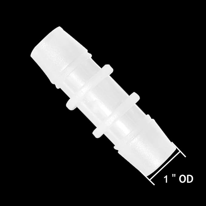 Plastic Hose Barb Fitting 1" x 1" Pipe Connectors Joint Splicer Mender Adapter Union for Aquarium Household Adapters Fuel Gas Liquid Air (Pack of 5)