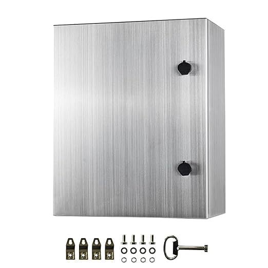 MJ-Box Steel Electrical Enclosure Box 32 x 24 x 8'' 304 Stainless Steel Electrical Enclosure IP66 Waterproof & Dustproof Outdoor/Indoor NEMA 4X Stainless Steel Enclosure