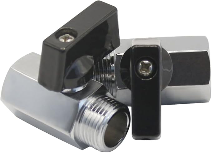 1/4" NPT Male x 1/4" NPT Female Valve Brass Chrome Plating Shut-Off Ball Valve for Water Fuel Air (Pack of 2)