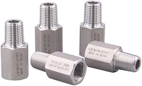 Forged Reducer Adapter Fitting - Stainless Steel 304 Reducing Pipe Connector, 1/8" NPT Female x 1/8" NPT Male (pack of 5)