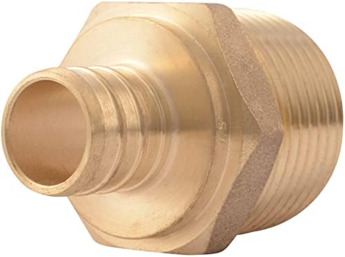 SharkBite 3/4 x 1 Inch Crimp MNPT Male Adapter, Brass Plumbing Fitting, PEX Pipe, Copper, UC139LFA