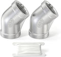 TAISHER 2PCS 304 Stainless Steel 45 Degree elbow,1-1/4" NPT Female x 1-1/4" NPT Female 304 Stainless Pipe Fitting