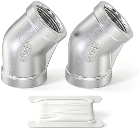 TAISHER 2PCS 304 Stainless Steel 45 Degree elbow,1 Inch NPT Female Pipe to 1 Inch NPT Female 304 Stainless Pipe Fitting