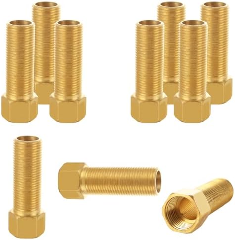 WOPPLXY 10 PCS Brass Pipe Fittings, 1/2" Female to 1/2" Male Pipe Longer Fitting Converter Adapter, Brass Extension Pipe Nipple Connector(Length 2.8 Inch/70 mm)