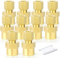 GASHER 10PCS Brass Compression Tube Pipe Fitting Connector, 1/4" Tube OD x 1/4" NPT Female Connector