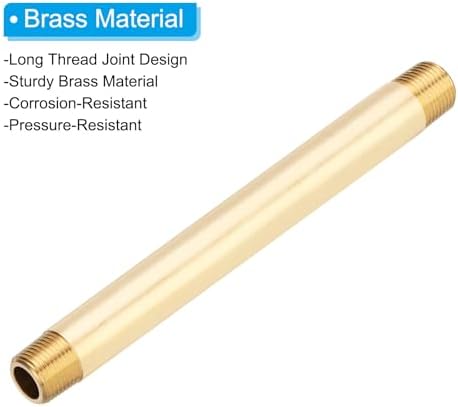 PATIKIL 5Pcs 6" Long 3/8" x 3/8" NPT Male Brass Pipe Fitting Long Nipple, Brass Tone