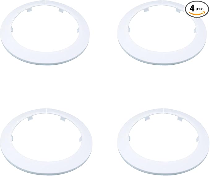 142mm Pipe Cover Decoration; Fit 5.59" Outer Diameter Pipe/Hole; White PP Plastic Escutcheon Collar; Snap-on Water Escutcheon Plate for Bathroom Kitchen Wall Tube Decor 4 Pcs