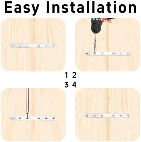 7.6 Inch Stainless Steel Straight Brace, Flat Straight Support, Repair Fixed Bracket Connector, Heavy Duty Furniture Repair Fixing Joint with Screw, 2PCS
