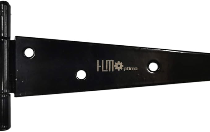 HLMOptimo Heavy Duty T Hinge Tee T Strap Shed Gate Barn Fence Door Hinge Wrought Rustproof All Size Black (4 pcs, 6 inch)
