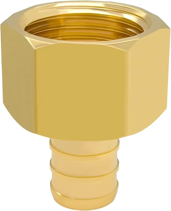 Hooshing 1/2" Pex Female Adapter, PEX 1/2 Inch to 1/2 Inch Female NPT Adapter Brass Crimp Fitting, Pack of 6
