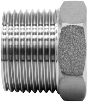 Stainless Steel 1/2" Male NPT to 1/8" Female NPT Reducer Hex Bushing Pipe Fitting Adapter (pack of 10)
