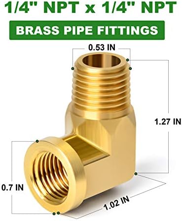 TAISHER 5pcs 90 Degree Barstock Street Elbow, 1/4 Inch NPT Male Pipe to 1/4 Inch NPT Female Brass Pipe Fitting