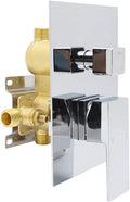 2 Way Outlet Function Solid Brass Shower Diverter Valve Mixer Rough-In Shower Handle Valve Kit Replacement in Chrome