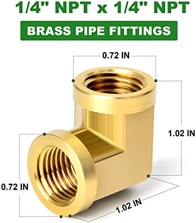 TAISHER 5pcs 90 Degree Barstock Street Elbow, 1/4 Inch NPT Female Pipe to 1/4 Inch NPT Female Brass Pipe Fitting