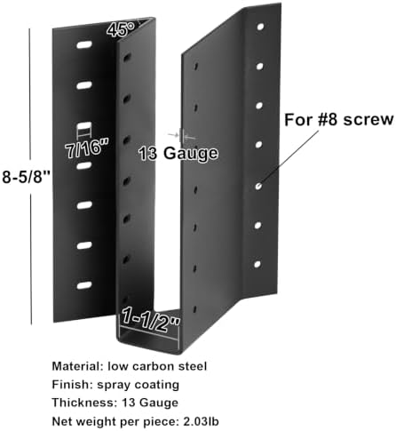 2 Pack Black Skewed Left 45 Degree Angled Joist Hanger for 2x10 Lumber