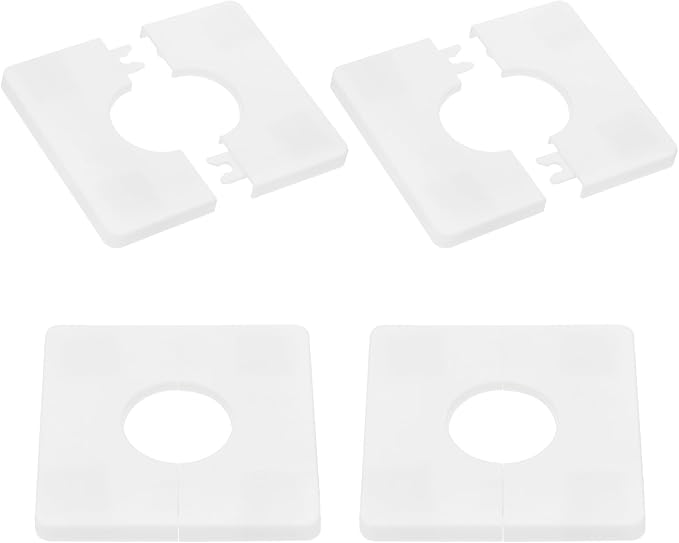 PATIKIL Wall Split Flange 86mm / 3.4" OD, 4 Pcs Square Escutcheon Plate Cover PPR Plumbing Cover Plates with Self-Adhesive Tape for 33mm / 1.3" Dia Water Pipe Faucet, White