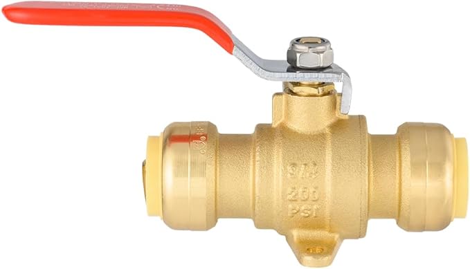 (Pack of 2) EFIELD 3/4 Inch Push-Fit Full Port Drop Ear Brass Ball Valve with Drain, UPC Certified,(PF-VALVE072-2PCS)