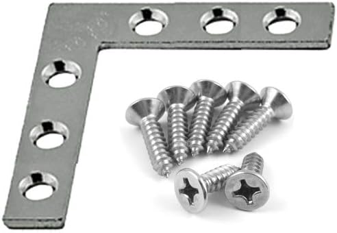 Framing Hardware 4" Corner Brace Zinc Plated Steel (8 Pack) with Screws - Heavy-Duty 1.85mm Thick A2 Steel, 3-Hole Design - Ideal for Picture Frames, Reinforce Frame Corners, Shelving, cabinets, More