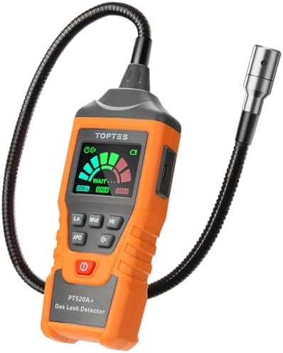 PT520A+ Rechargeable Gas Leak Detector, Natural Gas Detector with 17-inch Probe, Checking Combustible Leaks Like Propane, Methane, Butane for Home, HVAC and RV - Orange