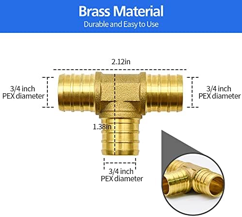 30pcs 3/4" Brass PEX Fittings, Elbow TEE Straight Couplings Set