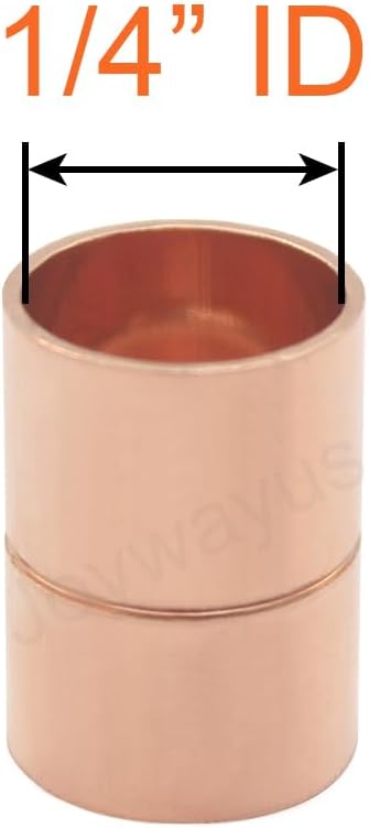 Joywayus 10PCS 1/4" ID Copper Coupling with Dimple Stop Straight Sweat Pipe Fitting Pressure Plumbing Solder Connection