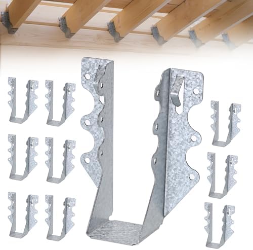 10 PCS 2x6 Steel Joist Hangers, 20 Gauge Galvanized Brackets for Wood