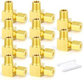 GASHER 10PCS Brass 90 Degree Elbow Compression Tube Pipe Fitting Connector, 1/8" Tube OD x 1/8" NPT Male Connector