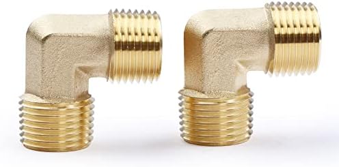 U.S. Solid 2pcs 90 Degree Barstock Street Elbow Brass Pipe Fitting 1/2" NPT Male Pipe to 1/2" NPT Male