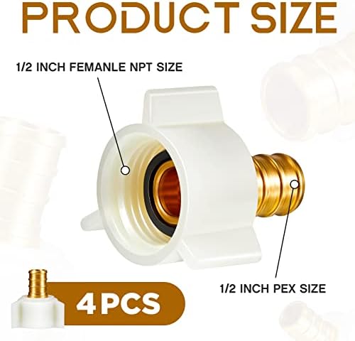 Fabbay 4 Pack 1/2 Inch Pex Fittings 1/2" NPT Female Threaded Swivel Adapter