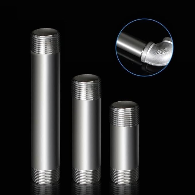 304 Stainless Steel Nipple Pipe Fitting 3/4" NPT X 3/4" NPT Male Thread Cast Pipe Fittings 6 Inch 150mm Length 2PCS